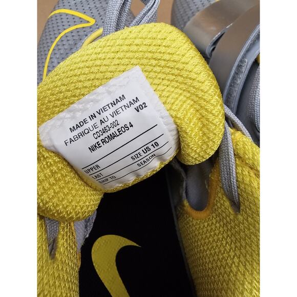 Nike Romaleos 4 Men's Size 10 Weightlifting Shoes Gray/Yellow CD3463 - Picture 6 of 6